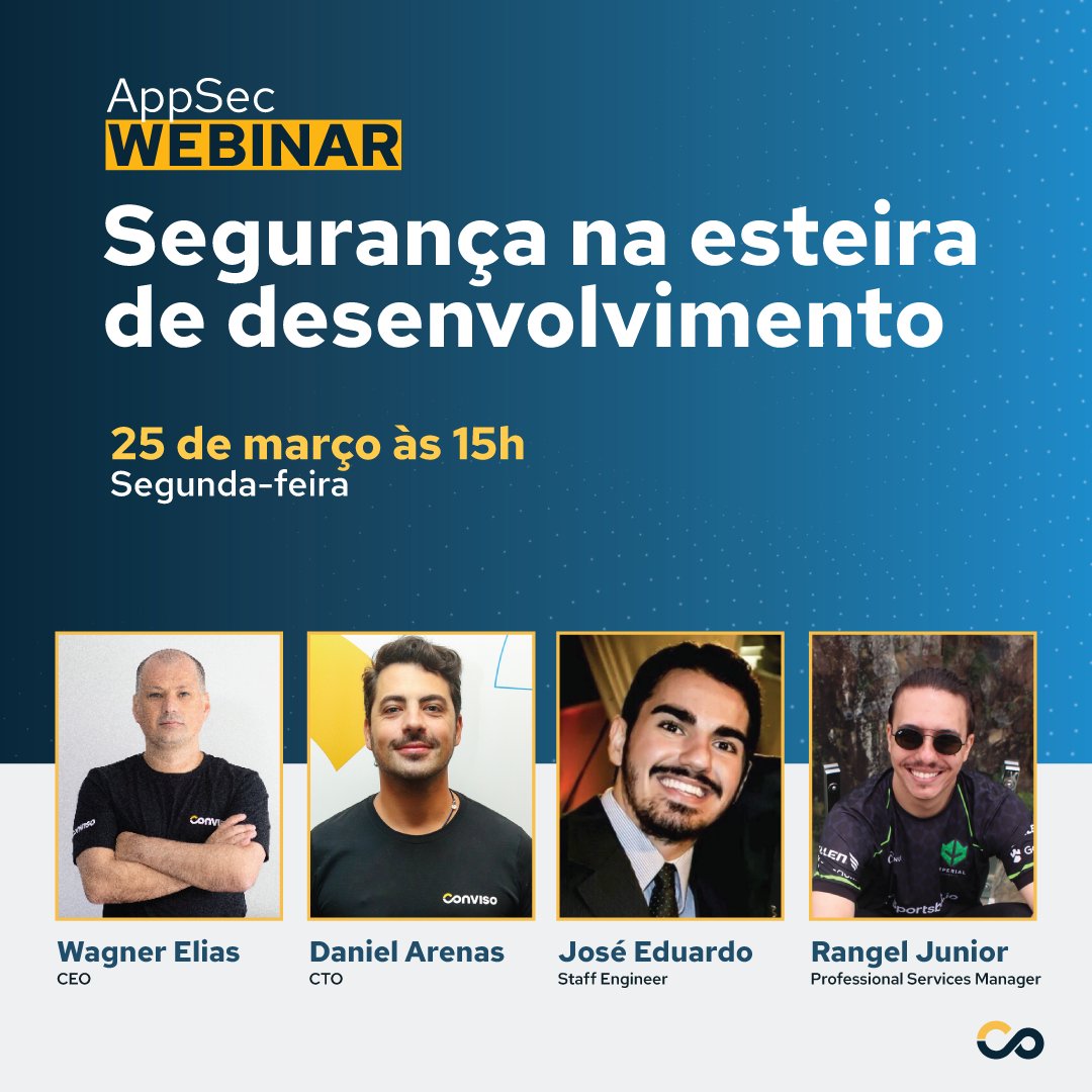 🔒 Não perca! Junte-se a especialistas em segurança de aplicativos (AppSec) para descobrir como garantir a segurança desde o início do desenvolvimento de software. Garanta seu lugar agora: bit.ly/3TLom2s

#desenvolvimento #AppSec #devcommunity
