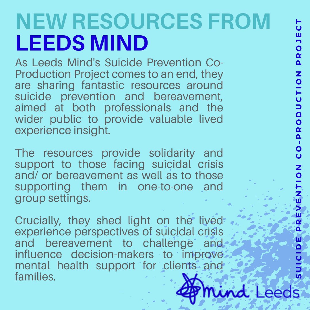 Check out the new resources developed as part of Leeds Mind's suicide prevention co-production project: leedsmind.org.uk/services/suici….