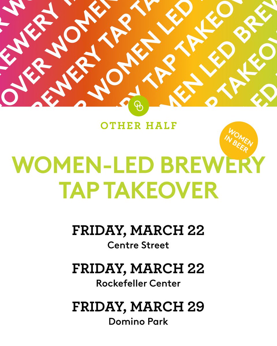 In the spirit of March being Women's History Month, we wanted to host a few of our friends and showcase some of the awesome beer that Women-led breweries are contributing to the scene we all love!⁠ ⁠ Takeovers start when the taprooms open.