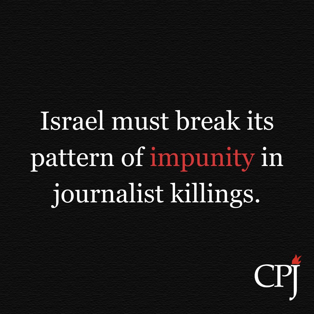 🛑 #Israel must break its pattern of impunity in cases of journalists killed by the Israel Defense Forces #IDF and investigate killings and other attacks on journalists during the ongoing war. Read our full statement here: cpj.org/2023/12/a-call…