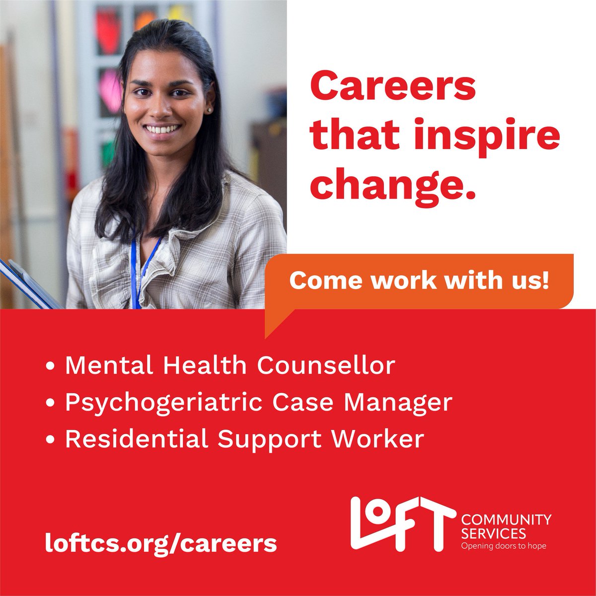 We are #hiring! Apply today for an opportunity to make a meaningful community impact and grow with an amazing team and organization. View our current job openings at: loftcs.org/careers. #NowHiring #Jobs #ApplyNow #CommunitySupport