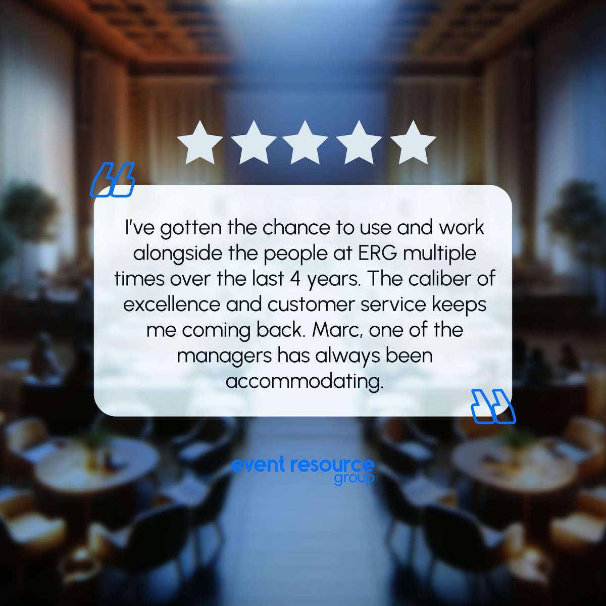 5-Star Service & 5-Star State of the Art Equipment allows us to create unforgettable experiences – that’s the ERG commitment. #ClientFeedback #EventProfs #AVTech #CustomerService #ERG247 #EventProduction #TampaEvents #CorporateEvents #LiveAudioVisual #EventPlannerTampa #Orlan...