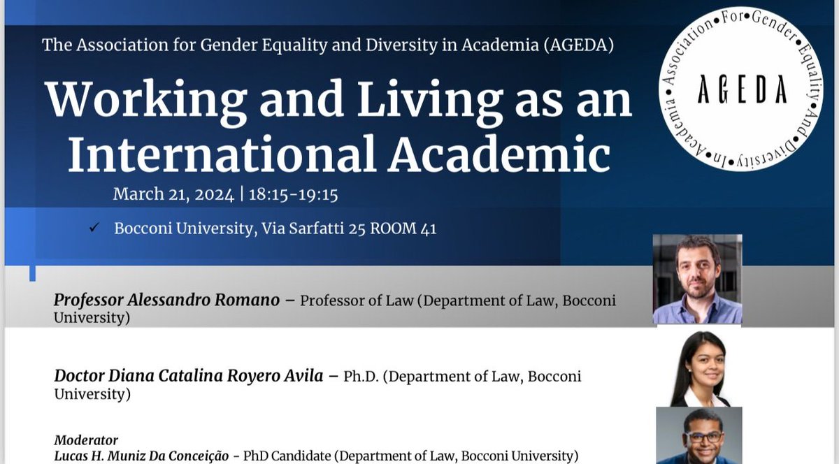 Tomorrow at @Unibocconi: our discussion of the challenges (and opportunities) that an academic career abroad presents in a world where international scholar mobility becomes a requirement or even the only chance to secure an academic job, while barriers for foreigners persist: