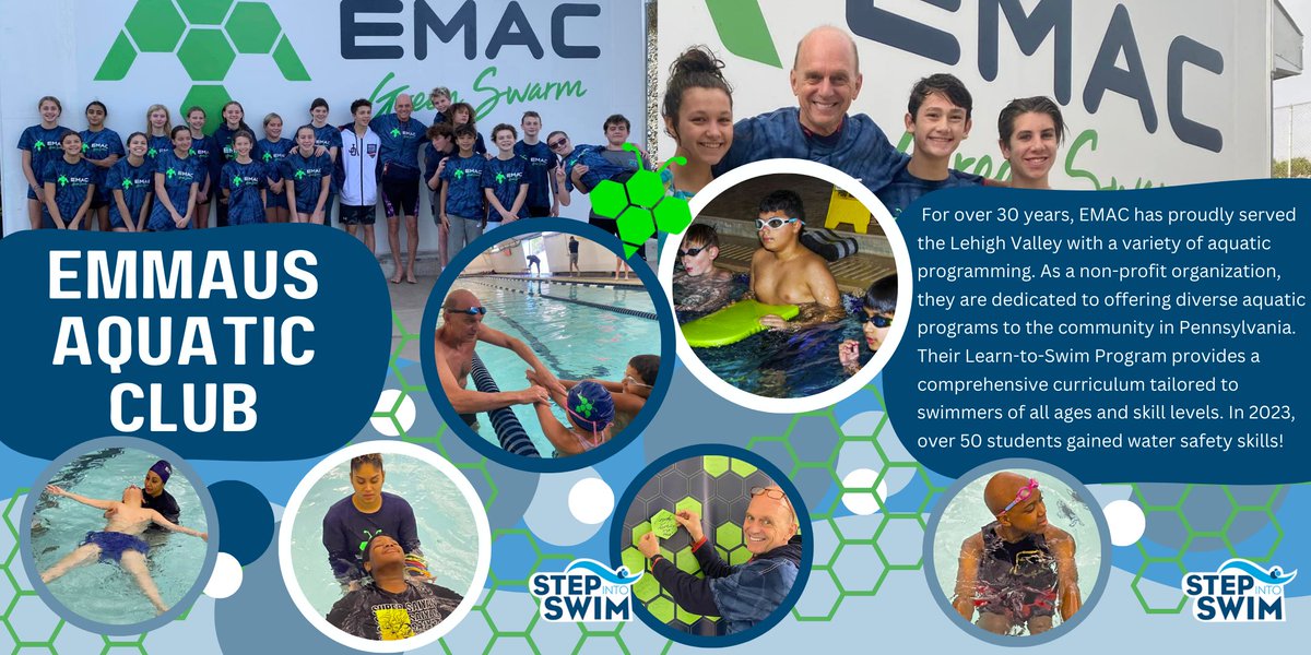 Dive into aquatic excellence with @EMAC_Swim ! For 30+ years, they've offered diverse Learn-to-Swim programs in Lehigh Valley, PA. In 2023, 50+ students gained water safety skills through Step Into Swim grants. Click here 👉 ow.ly/2qnk50QJF2I! 🏊‍♂️💦 #StepIntoSwim #EMAC