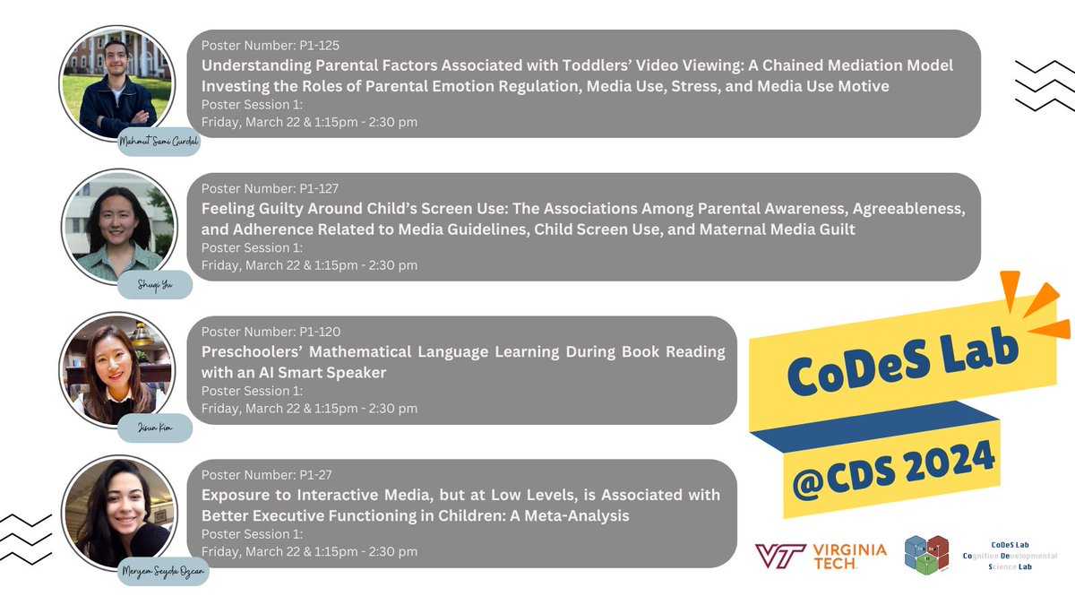 Koeun Choi (@_kchoi) on Twitter photo Check out the exciting presentations from our CoDeS lab members and collaborators at #CDS2024. See below👇to learn more!
<a href="/_KChoi/">Koeun Choi</a> <a href="/jisun_Kim57/">Jisun Kim</a> <a href="/ysq_yu/">Shuqi Yu</a> <a href="/msamigurdal/">Mahmut Sami Gürdal</a> <a href="/seyda_zayim/">Meryem Şeyda Özcan</a> <a href="/cbhornburg/">Caroline Hornburg</a> <a href="/VT_HDFS/">VT Human Development & Family Science</a> Check out the exciting presentations from our CoDeS lab members and collaborators at #CDS2024. See below👇to learn more!
<a href="/_KChoi/">Koeun Choi</a> <a href="/jisun_Kim57/">Jisun Kim</a> <a href="/ysq_yu/">Shuqi Yu</a> <a href="/msamigurdal/">Mahmut Sami Gürdal</a> <a href="/seyda_zayim/">Meryem Şeyda Özcan</a> <a href="/cbhornburg/">Caroline Hornburg</a> <a href="/VT_HDFS/">VT Human Development & Family Science</a>