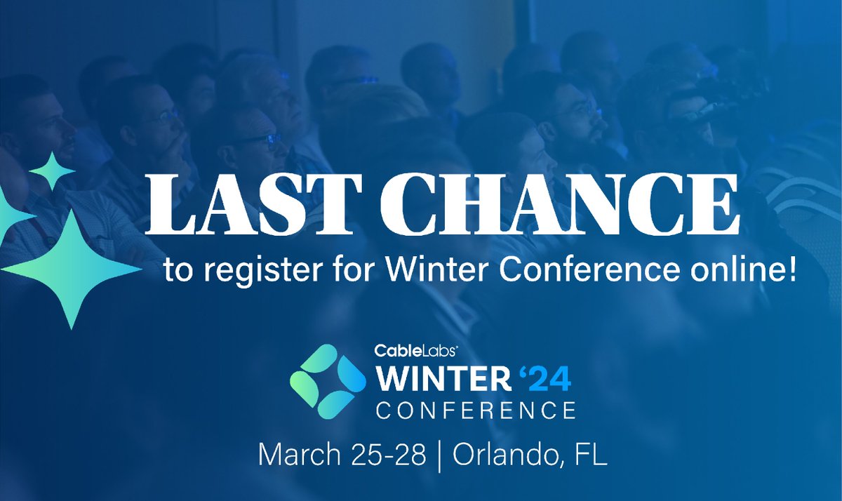 Time is running out🚨 Secure your spot at #WinterConference before it's too late! Join CableLabs members and the vendor community from March 25 to 28 in Orlando, Florida, for an unforgettable event packed with insights and collaboration.