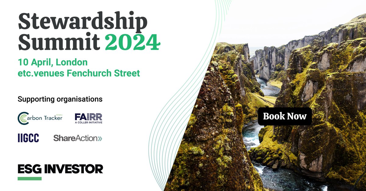 🤝 We're proud to partner with the @esg_investor Stewardship Summit, which will explore the ways investors can work together to deliver sustainable returns and positive outcomes for the environment. 📅 10 April 📍 London Register for the event ➡ stewardshipsummit.net/#booknow