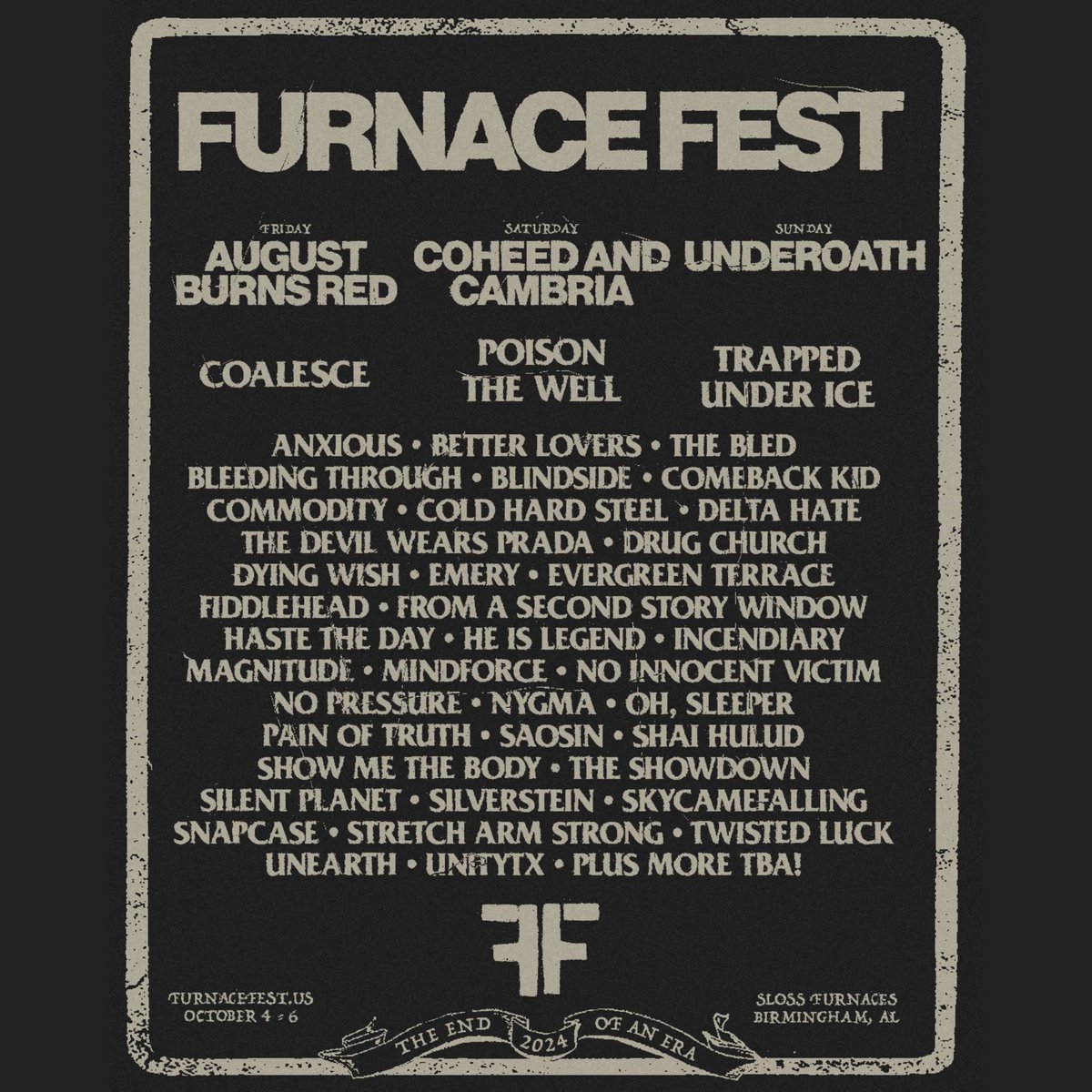 We’ll see you in Alabama for @FurnaceFest this October 4-6 to celebrate the 20th anniversary of They’re Only Chasing Safety! Grab tickets now at furnacefest.us