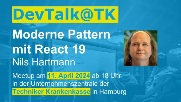 nilshartmann's tweet photo. 👋 Am 11. April halte ich beim #DevTalkTK #Meetup meinen Vortrag "Moderne Pattern mit #React 19". 

Worum es da wohl gehen könnte 🤔 😎

Freue mich auf eure Teilnahme! 

Infos und Anmeldung: https://t.co/hDE80AXtQb https://t.co/mAj766fPFX
