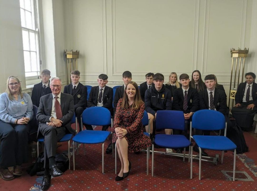 Great to chat with Lower Sixth pupils from @BelfastRoyalAc during their visit to Stormont this afternoon - thank you for the engaging questions!