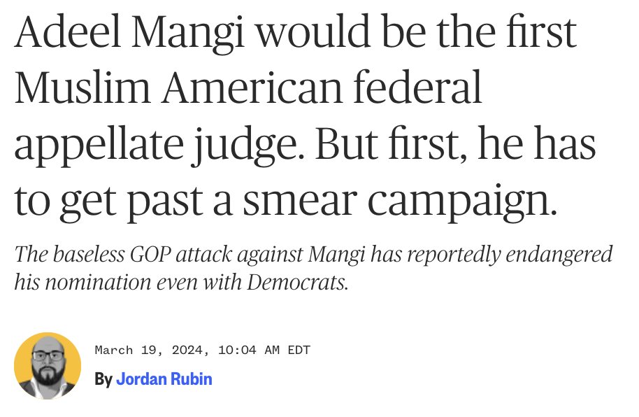 This is Islamophobia against a highly qualified New Jersey nominee, plain and simple. The Republican interrogation of Adeel Mangi during his Senate Judiciary Committee hearing was appalling. This is not how judicial nominations should be handled. That is why it is so crucial to…