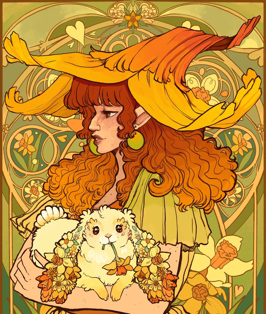 🌱✨️Happy spring lovelies✨️🌱 , Daphne and Dill are excited for the season to begin with the flowers, a blooming, and the seasons changing what a wonderful time. - repost of some patreon art I did last year as I'm super busy with con prep-
