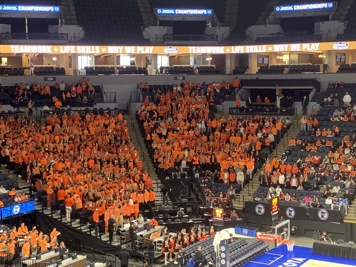 Great crowd here supporting @tigerfarmington in their second State Boys Basketball Tournament appearance … first since 1937!