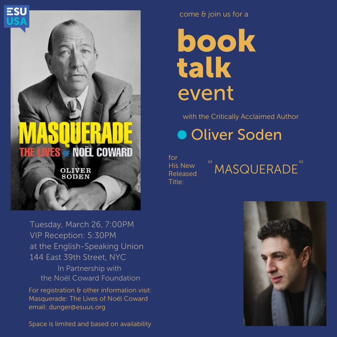 hey groovy New Yorkers, check out @OSoden and his fabulous Noël Coward event @ESU_US 26 March; ultimate style