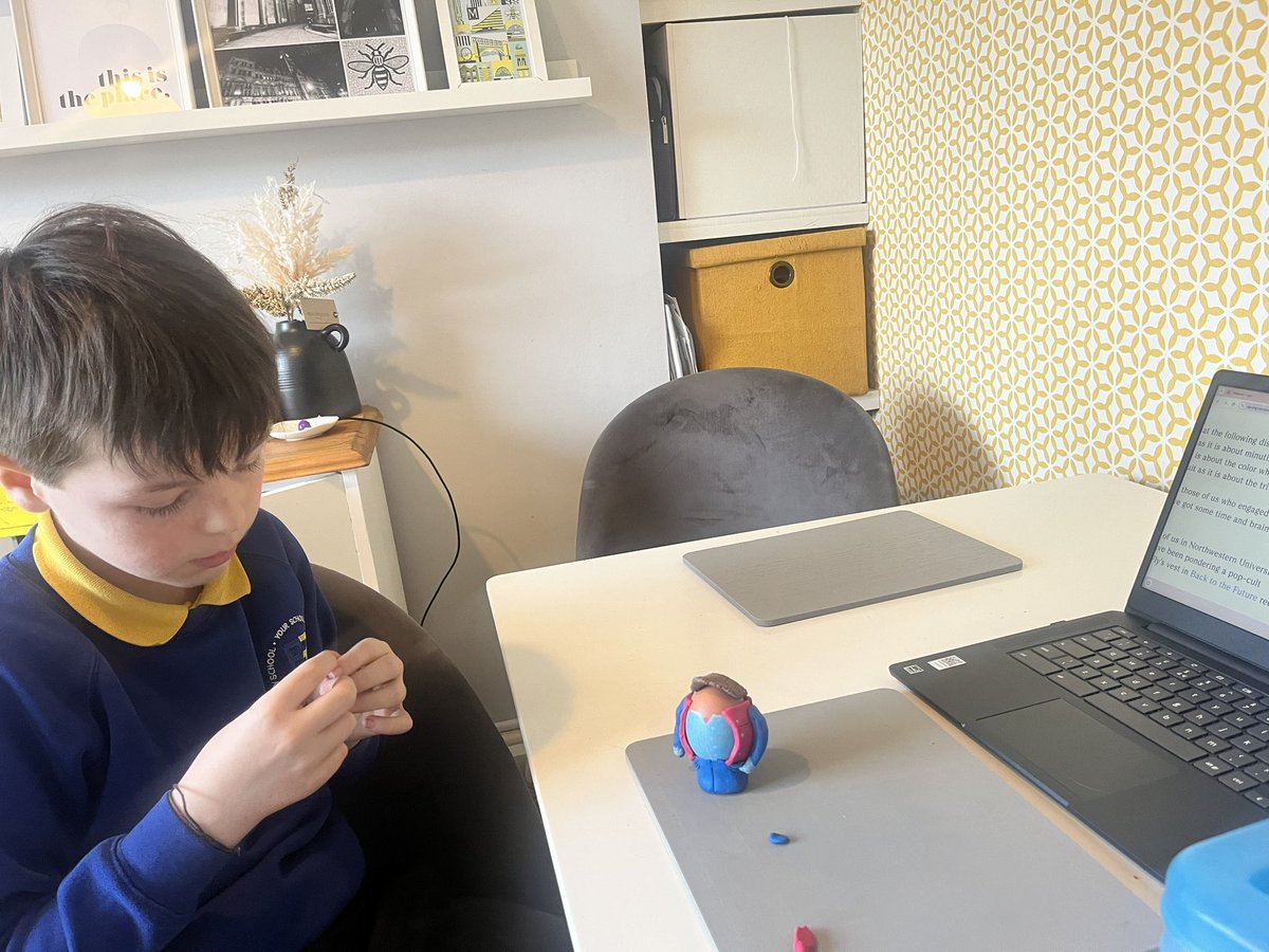 Kimbidean's tweet photo. @realmikefox my sons school are running an Easter competition to make an egg into a character they love. He’s currently sat creating Marty McFly (or McFry 🙈). Back to the future is his favourite film ❤️ https://t.co/LA56PdGneT