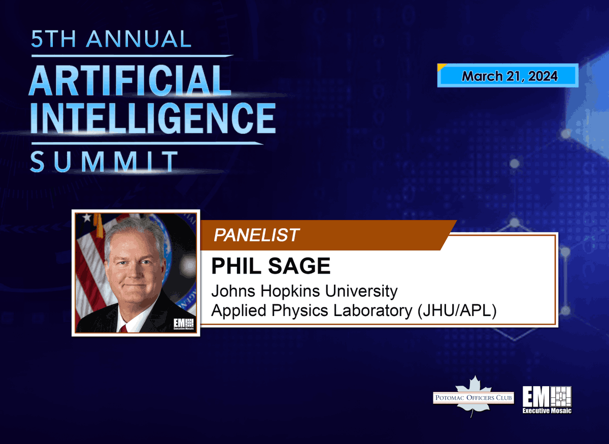 PotomacOfficers's tweet photo. We're pleased Phil Sage of @JHUAPL has joined the "Leveraging Collaboration to Accelerate AI Adoption in the DoD" panel at the 5th AI Summit TOMORROW!
Register: https://t.co/SEobPramMM
#POCAI5
@BoozAllen
@ECStechHQ
@myempowerai
@WeAreHII
@RedhorseCorp
@fearlessbmore
@SOSi_HQ https://t.co/dVLKho5Gd9