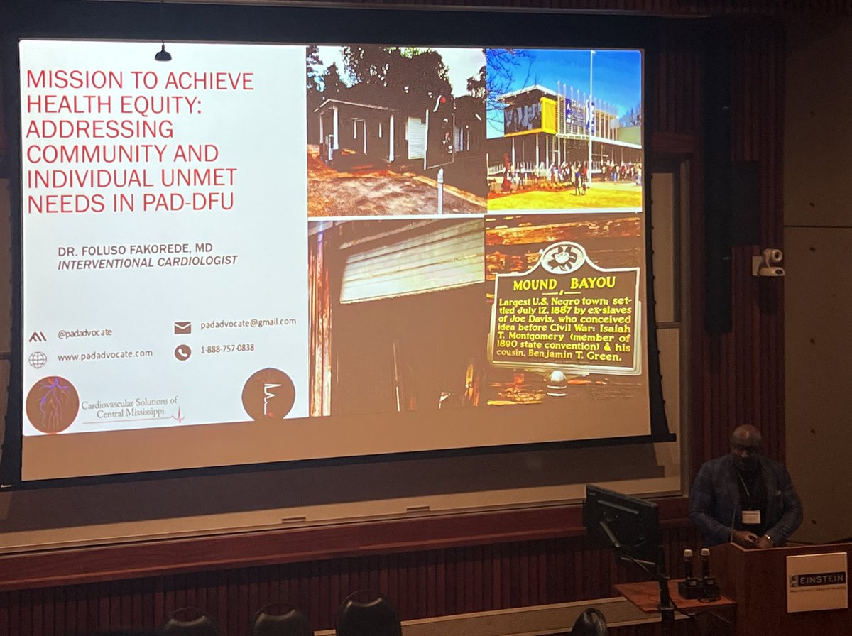Unbelievable presentation by fellow @WCM_MedChiefs alum and cardiologist Dr. Foluso Fakorede @padadvocate at our @MontefioreEndo symposium on diabetic foot ulcers, a global health and health equity crisis. He moved to Mississippi to improve health equity amongst the diabetes…