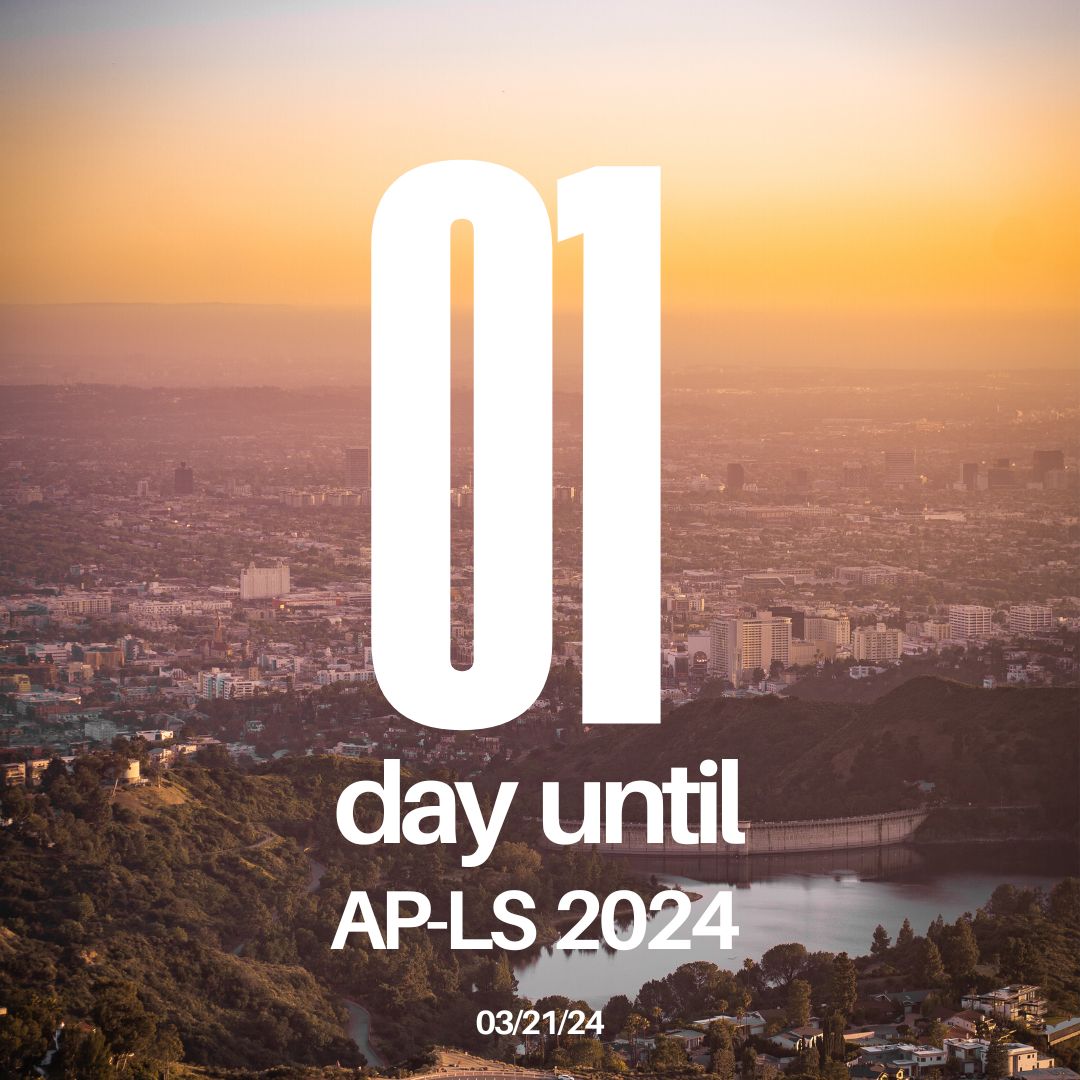 ONE day until #APLS2024! Safe travels to all attending and we look forward to seeing you! Be sure to use the hashtag #APLS2024 when posting about the conference on social media and follow us on Facebook, Instagram, and Twitter for live updates throughout the conference!