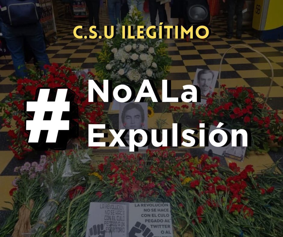 El Consejo Superior Universitario  ilegítimo de la @usacenlinea, rectificó hoy en sesión virtual, iniciar con las medidas disciplinarias en contra de 37 estudiantes, a quienes pretenden expulsar de la universidad por oponerse al FraudeElectoral del Usurpador. 

#NoALaExpulsión