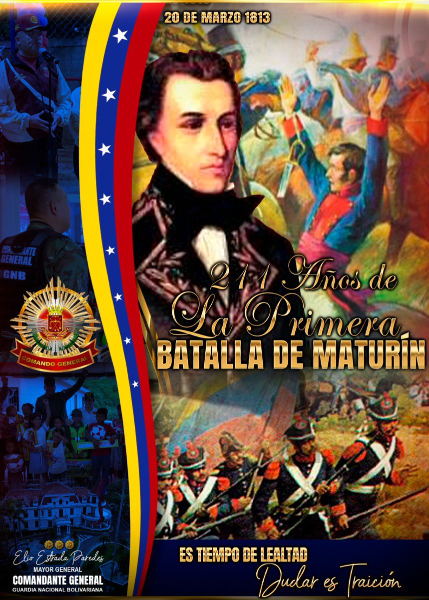 Hoy recordamos y rendimos tributo a los héroes que defendieron nuestra patria hace 211 años, en la Primera Batalla Heróica de Maturín, encabezados por el General Manuel Pilar ¡Honor y Gloria!