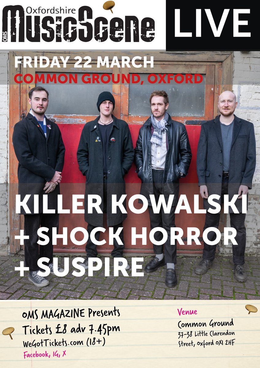 It's #InternationalHappinessDay - we're very #HAPPY as This Friday, OMS Live presents @killr_kowalski + Shock Horror + SUSPIRE at Common Ground, 22 March. Get ready to put a #smile on your face! Book tickets: wegottickets.com/event/613166