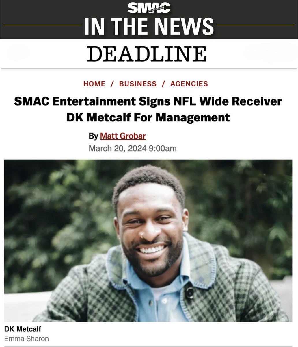 We want to officially welcome @DKM14 to the #SMACFAM! We are thrilled to work with DK to leverage his football success into new entertainment endeavors. We look forward to continuing to raise the bar with him in new spaces! 👊 🏈 🌟 Read here: deadline.com/2024/03/dk-met…