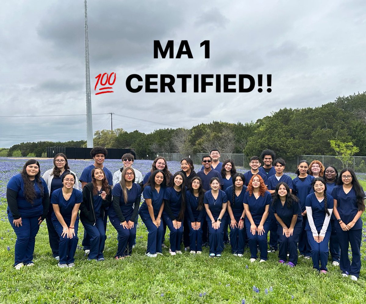 Medical Assisting 1 Practicum students are all adding a new title behind their names…#NRCMA! @AkinsAISD @AISD_CTE @AustinISD_CCR