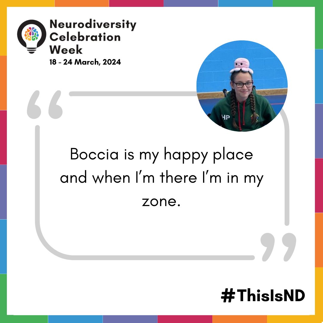 As we continue to celebrate Neurodiversity Celebration Week, and International Day of Happiness, we share Hope's story where she tells us why she loves boccia Hope has autism and explains how her boccia club is her 'happy place' bocciaengland.org.uk/hope
