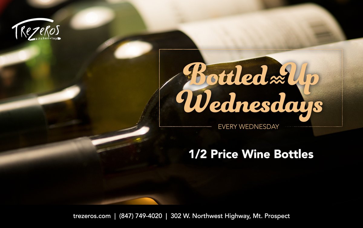 trezerosMP's tweet photo. Bottled≈Up
Wednesdays

Enjoy 1/2 price
Wine Bottles
3:00–6:00 p.m.

https://t.co/zf26E2hSeJ

#Wine #DrinkSpecial #Local #ItalianFood #MtProspect https://t.co/2PQruWEhcW