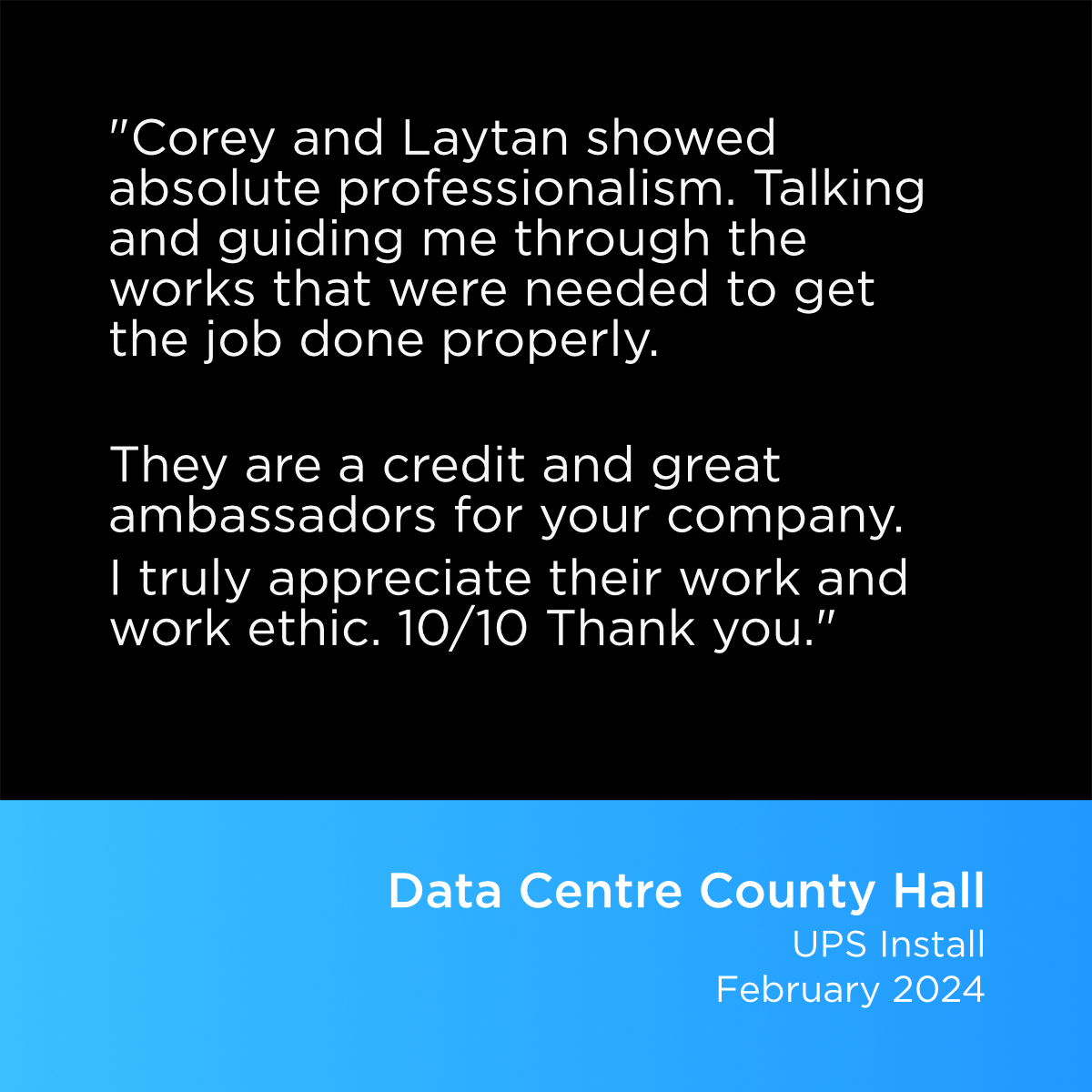 CarterSullivan's tweet photo. We take pride in the incredible feedback we receive on a regular basis for our engineers.

Our outstanding reputation with the businesses we serve help position us as leaders in the critical power industry. https://t.co/KZRLL4PbvQ