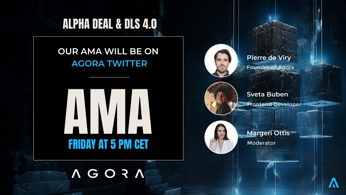 📢 Join us this Friday at 6PM CET for an exclusive AgoraDex team AMA session. 👀 We'll be diving into the new #Lootbox event &amp; our @SwissBorg Alpha Deal. 🚀

Bring your burning 🔥 questions, as we're eager to hear from our incredible community! 🤝

👉 x.com/i/spaces/1eaJb…
