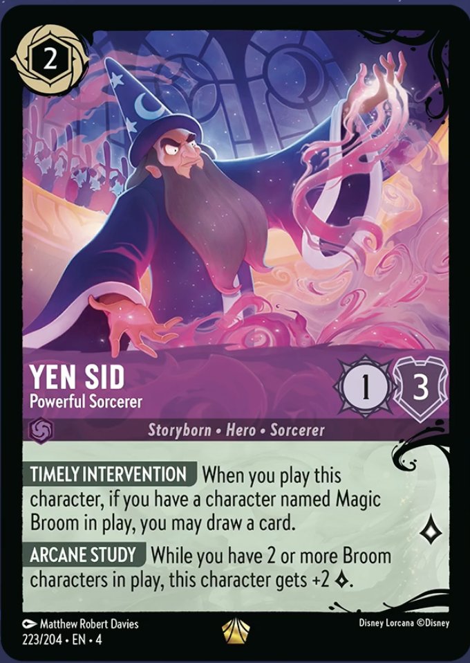 LorcanaFr's tweet photo. 2 eme légendaire révélée Yen Sid

Permet de piocher si on a un balais en jeu
Si on a 2 balais ou plus en jeu il gagne +2 lore.

Hate de tester un deck balais 🧹

#reveal #set4 https://t.co/I9w8m3hbXt