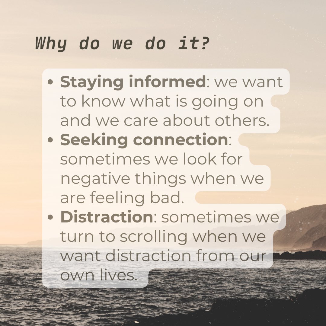 CrisisCXNs's tweet image. Do you find yourself unable to break away from negative news online? It’s difficult to manage the balance between wanting to stay aware and taking care of your mental health. When the world feels overwhelming—call us! Our lines are open. 1/2

#MentalHealth #Doomscrolling