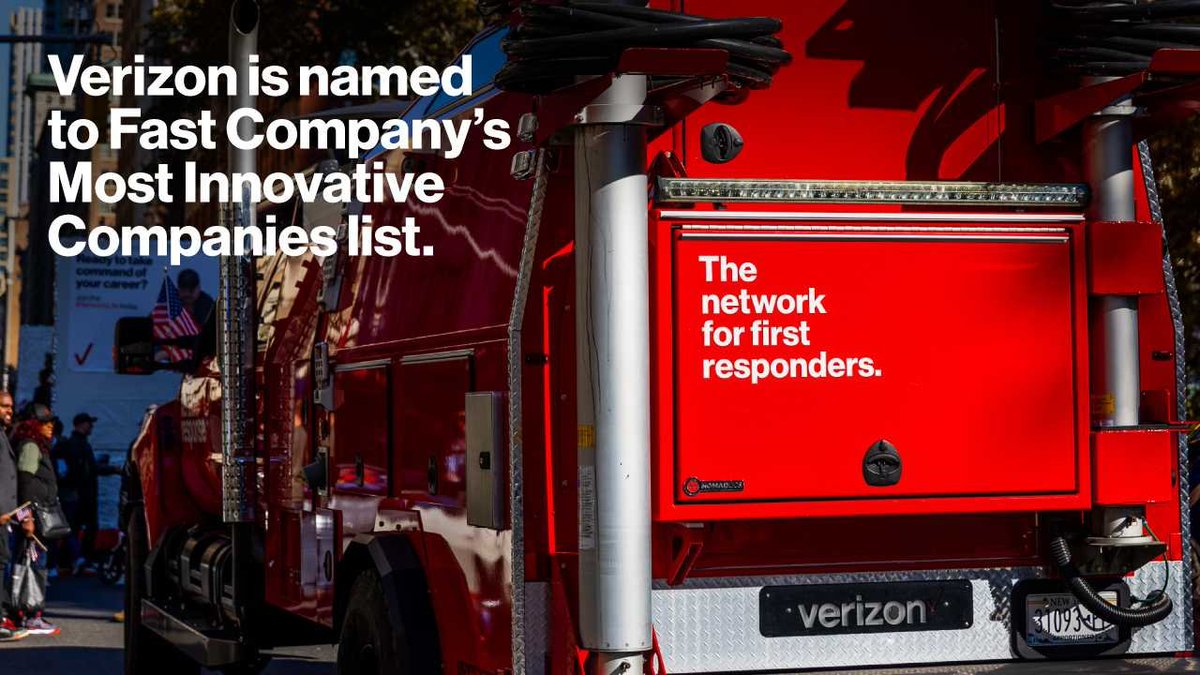 KarenMooreComms's tweet photo. We were just named #1 on Fast Company’s 2024 Most Innovative Companies for Corporate Social Responsibility. Congrats to the Verizon Frontline for bringing service to first responders in even the most extreme circumstances. #VTeam https://t.co/GvWoB42j2l https://t.co/0kBohStmta