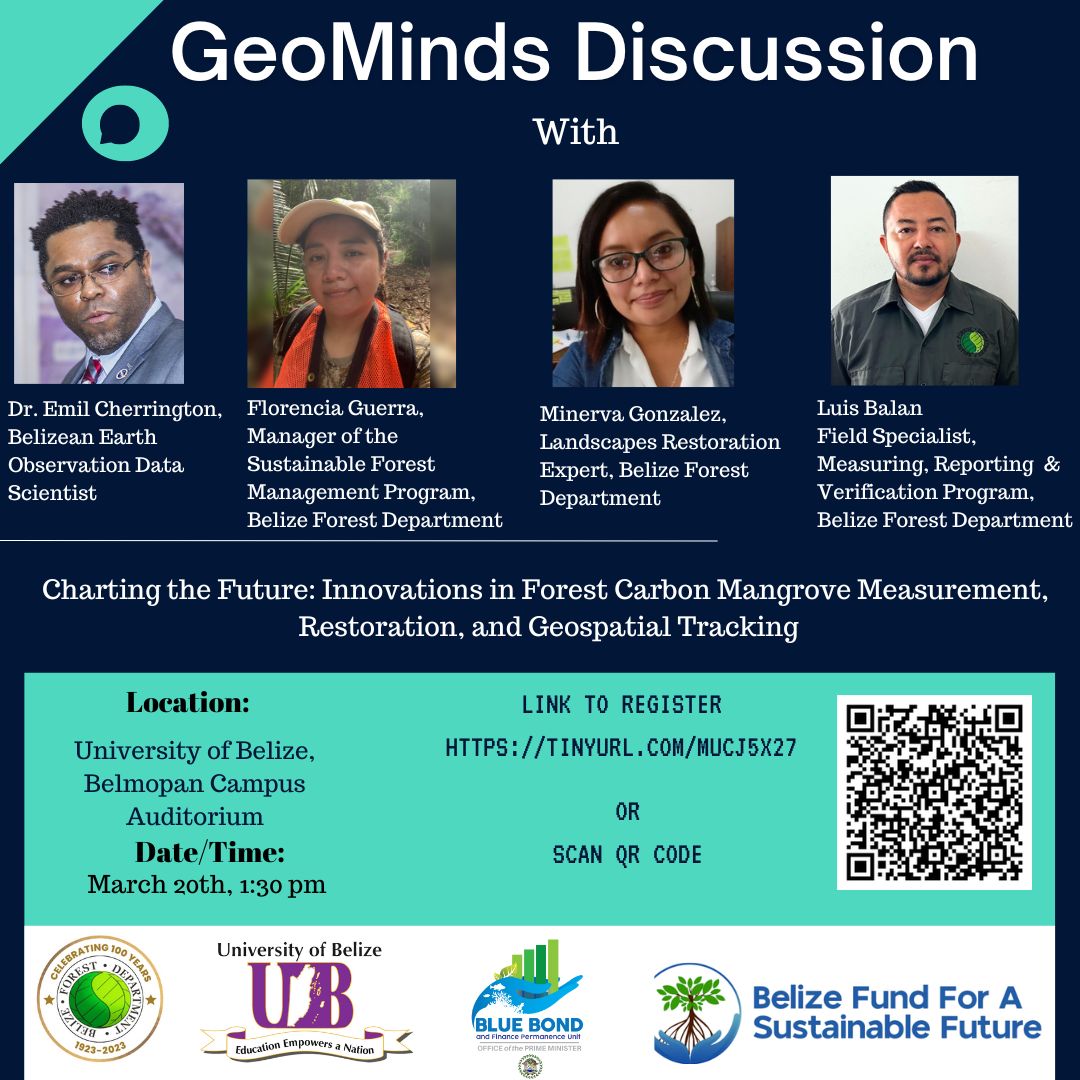 BzGEO's tweet image. 📢 - How is #Belize celebrating #IntlForestDay? 🤔 Tune in TODAY for the latest iteration of the Geo Minds discussion series, where reps of the 🇧🇿 Forest Dept. and @SERVIRGlobal will discuss forest monitoring.🧐 #EOchat
🔗 bit.ly/BZGeoMinds2024…