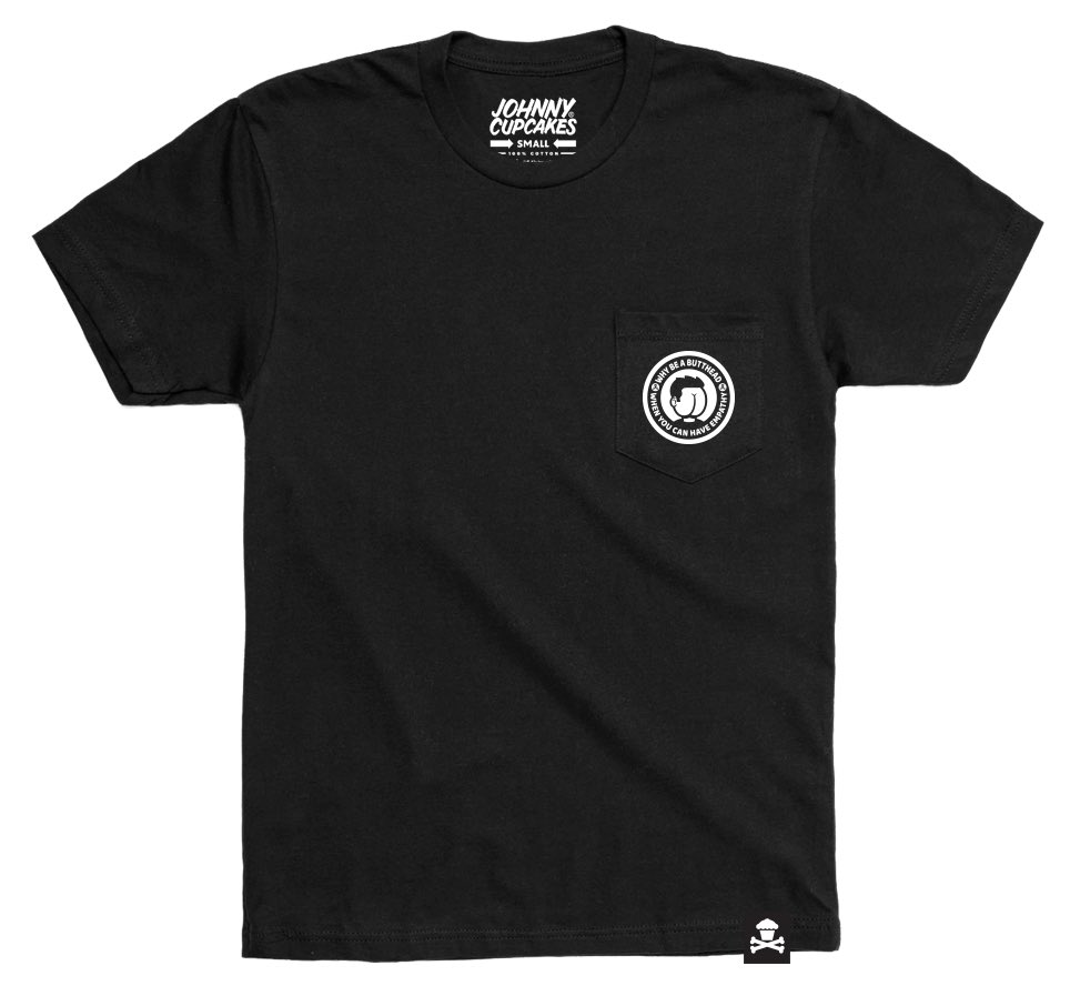 Our cheeky new pocket T-shirt: johnnycupcakes.com/products/butth… <—