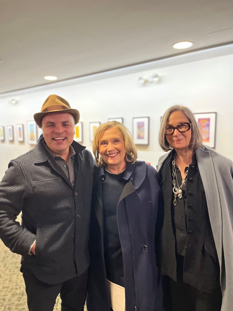 #CorruptionPlay last night with a surprise guest and her friend, the inimitable LCT board member Brooke Neidich. Thank you @HillaryClinton for coming to another play of mine, for your kind words, and most of all for joining the NYC theater community as a producer on @SuffsMusical