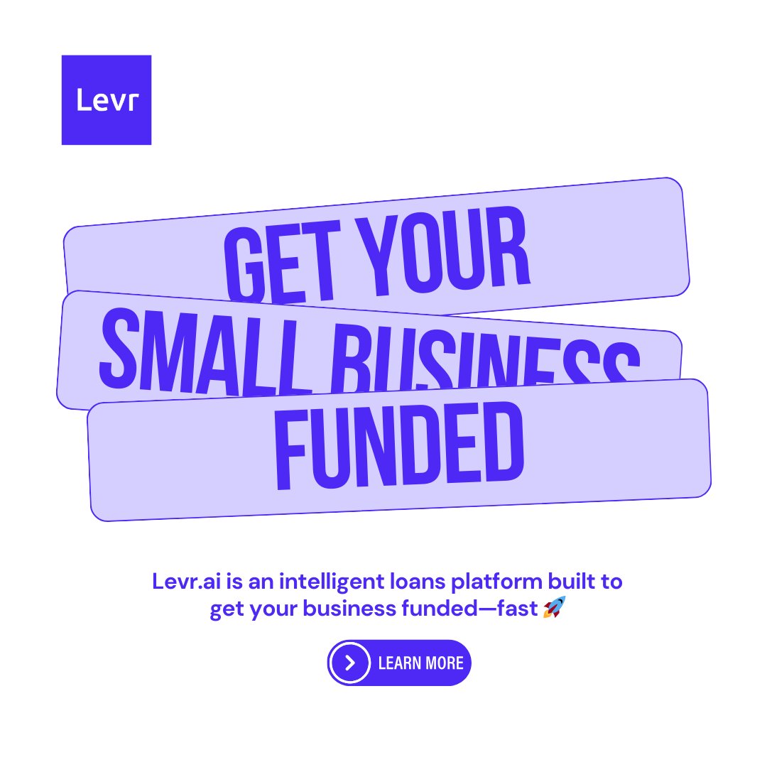 Don't get just any loan, get the RIGHT loan! Levr.ai is free to use and it only takes 2 minutes to create a profile 🔗 levr.ai
---------
#smallbusiness #smallbusinesstips #loans #businessloan #businessloans #smbgrowth #fintech