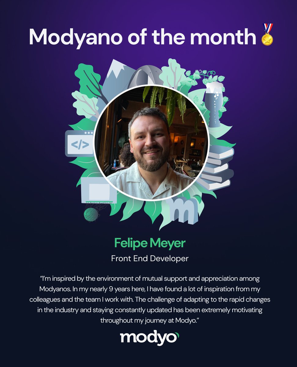 Today we celebrate our Modyano of the month! 🎖️ Congratulations, Felipe Meyer! 👏 Your passion and dedication lift up everyone around you and contribute to our mission of building better digital experiences for everyone. 🚀