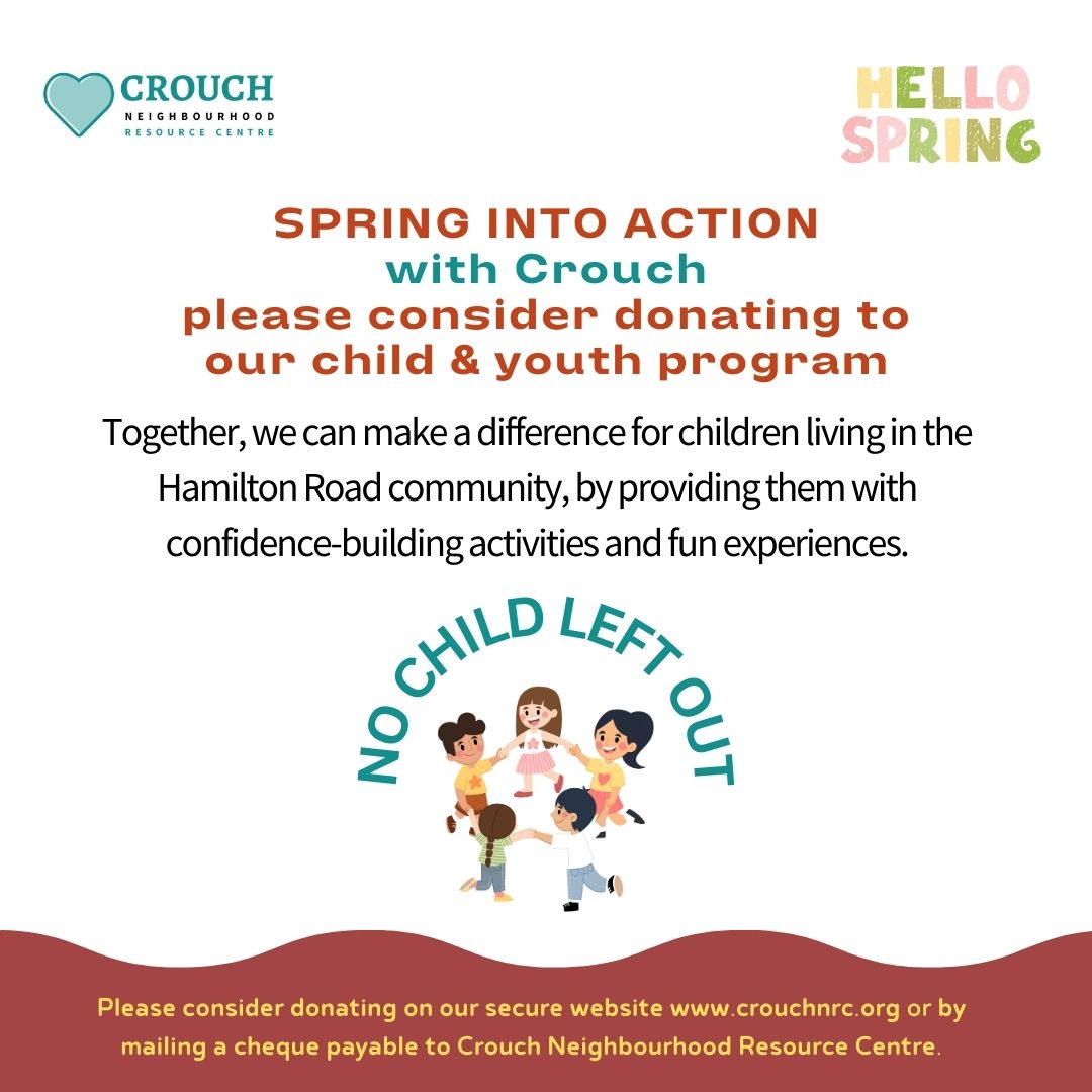 Today is the first day of Spring, and Crouch is launching our “No Child Left Out” campaign. With your support, we can ensure children and youth in the Hamilton Road community can attend our Summer Splash day camp this summer. Please consider donating: crouchnrc.org
