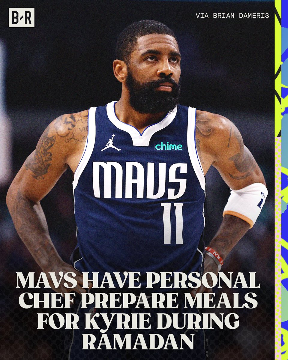 Dallas has been flying in a personal chef so Kyrie has vegan meals ready to eat during Ramadan when the sun goes down, per @bdameris Shoutout to the Mavs 🙌