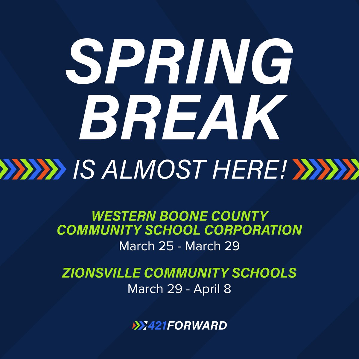 Spring break is almost here! We hope everyone has a fun and safe spring break.