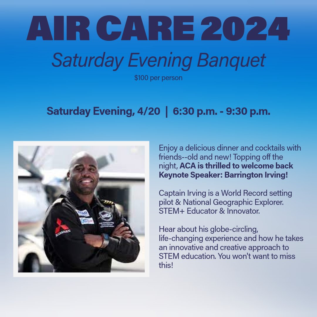 Join us for AIR CARE 2024 in Fort Lauderdale, FL on April 20! 🌴 Reserve your room at the ACA block rate of $189/night before March 26th. Don't miss out on a day filled with engaging discussions, networking opportunities, and inspiring keynotes! #AirCare2024