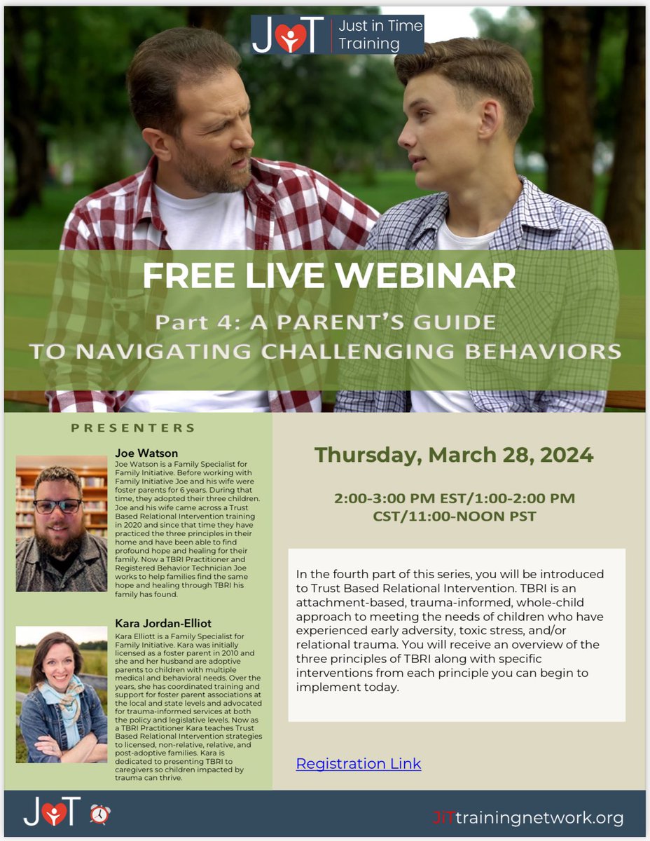 Join us on Thursday, March 28th and gain insight on TBRI as it relates to challenging behaviors. 

Register today! us06web.zoom.us/webinar/regist…