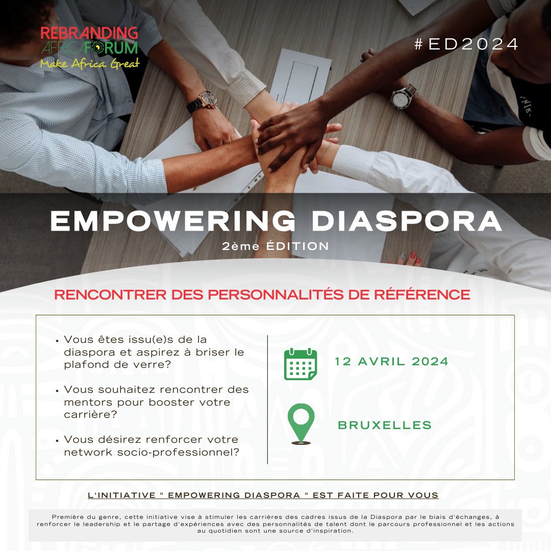 🌍Retrouvez-nous ce 12 Avril 2024 pour la 2e édition de l'Empowering #Diaspora à Bruxelles. Une occasion unique de rencontrer les personnalités de référence choisies pour cette édition. 🌟Prêt(e)s à embarquer dans cette aventure extraordinaire ?
🔎bit.ly/EmpoweringDias…
#RAF