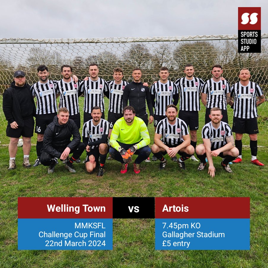 First final of the season on Friday vs <a href="/ArtoisClub/">Artois United Football Club</a>. Please come along and support the boys <a href="/mmksfl/">Maidstone & Mid Kent Sunday Football League</a> <a href="/WellingTownFC/">WellingTownFC 🥾💚🖤</a> <a href="/arto/">art siegel</a>