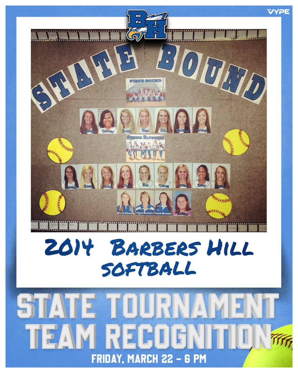 We’d love you see everyone out at Eagle Field this Friday evening as we recognize the 10 year reunion of one of the greatest softball teams to come through Barbers Hill!! ⁦<a href="/BH_Athletics/">Barbers Hill Athletics</a>⁩ ⁦<a href="/barbers_hillhs/">Barbers Hill HS</a>⁩ ⁦<a href="/BHISD/">Barbers Hill ISD</a>⁩