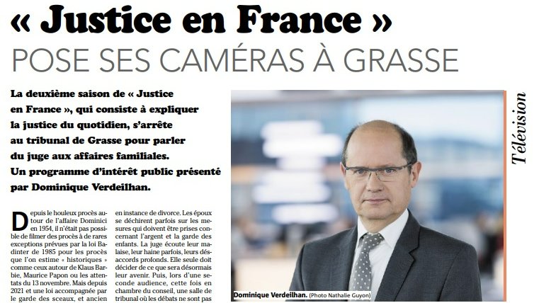France TV Pro (@francetvpro) on Twitter photo #LesMediasEnParlent
Ce soir, à 22.45 sur France 2 et sur france.tv
 #JusticeEnFrance <a href="/Verdeilhan/">Dominique Verdeilhan</a> 
🔸Juge aux affaires familiales
Donner à voir la justice du quotidien pour mieux la comprendre
👉À lire <a href="/Var_Matin/">Var-matin</a> 
#ServicePublic #LesMediasEnParlent
Ce soir, à 22.45 sur France 2 et sur france.tv
 #JusticeEnFrance <a href="/Verdeilhan/">Dominique Verdeilhan</a> 
🔸Juge aux affaires familiales
Donner à voir la justice du quotidien pour mieux la comprendre
👉À lire <a href="/Var_Matin/">Var-matin</a> 
#ServicePublic