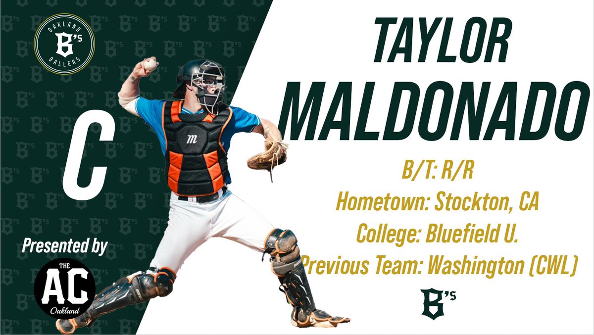Welcome to Oakland, Taylor Maldonado! A catcher from Stockton, Taylor went to Los Medanos College and Bluefield University. He will make his professional debut with the Ballers in 2024!