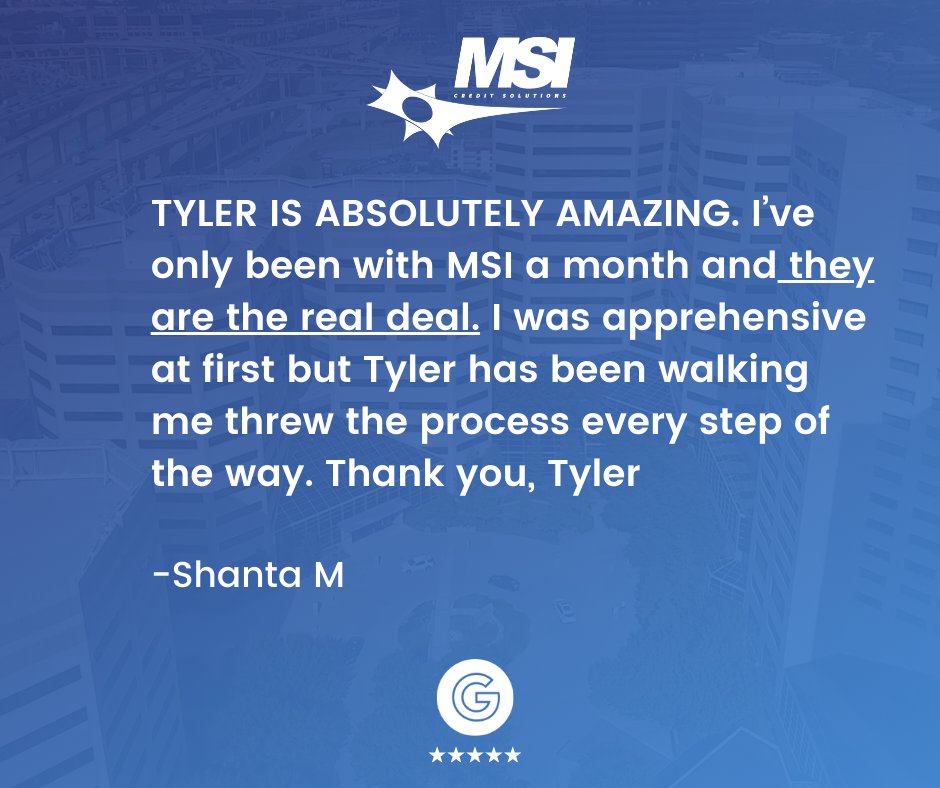 🌟 Tyler: Your Guide to Credit Success! 🚀💙 In just one month, Tyler at MSI Credit Solutions has already proven to be amazing! 🌐📈 Witness the real deal in credit repair. Transform your credit journey with the MSI team! 🌟💼